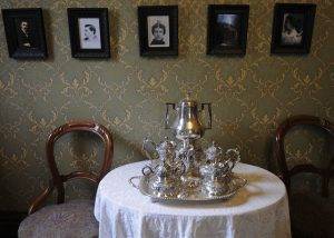 silver tea set at flynn mansion