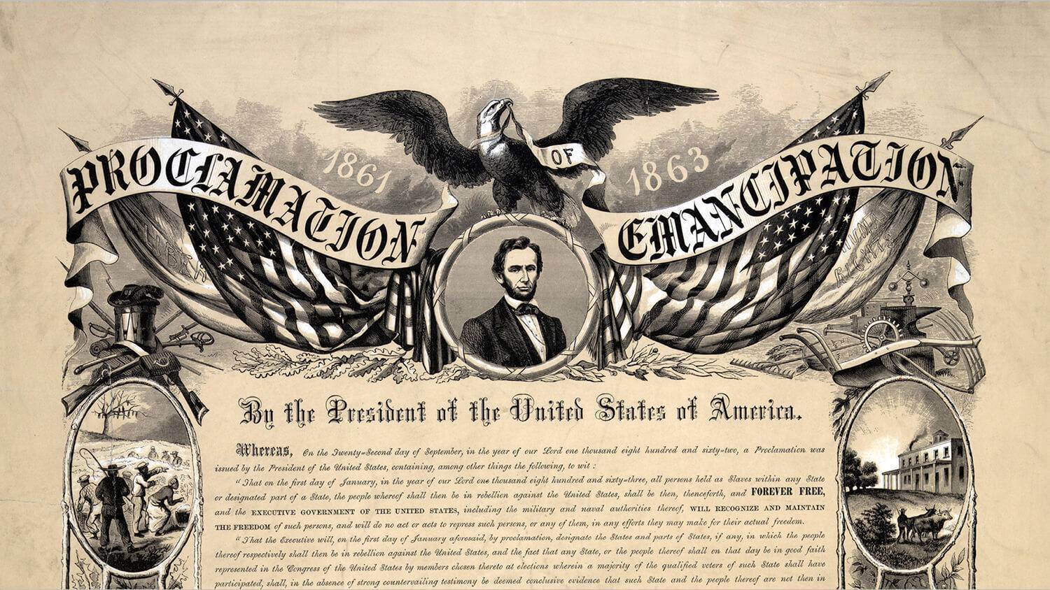 decorative print of emancipation proclamation