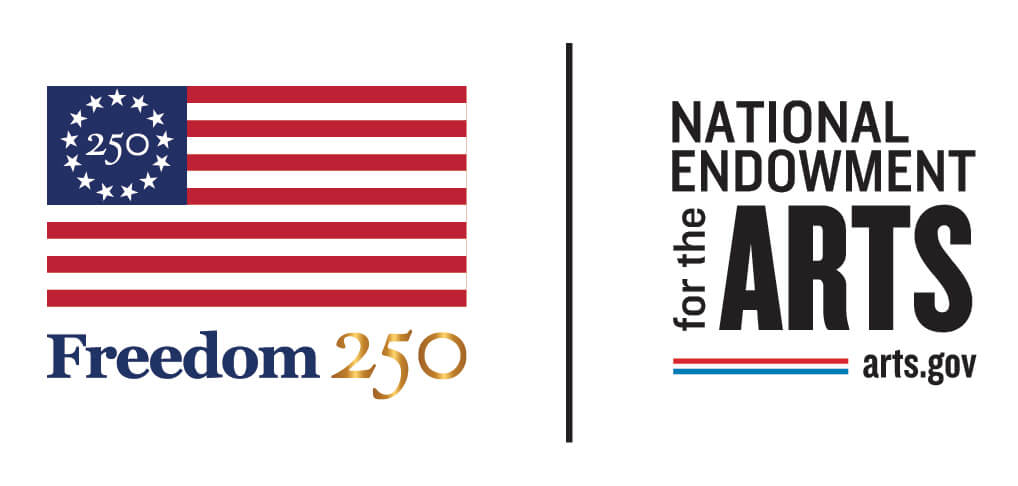 freedom 250 logo with american flag and national endowment for the arts logo