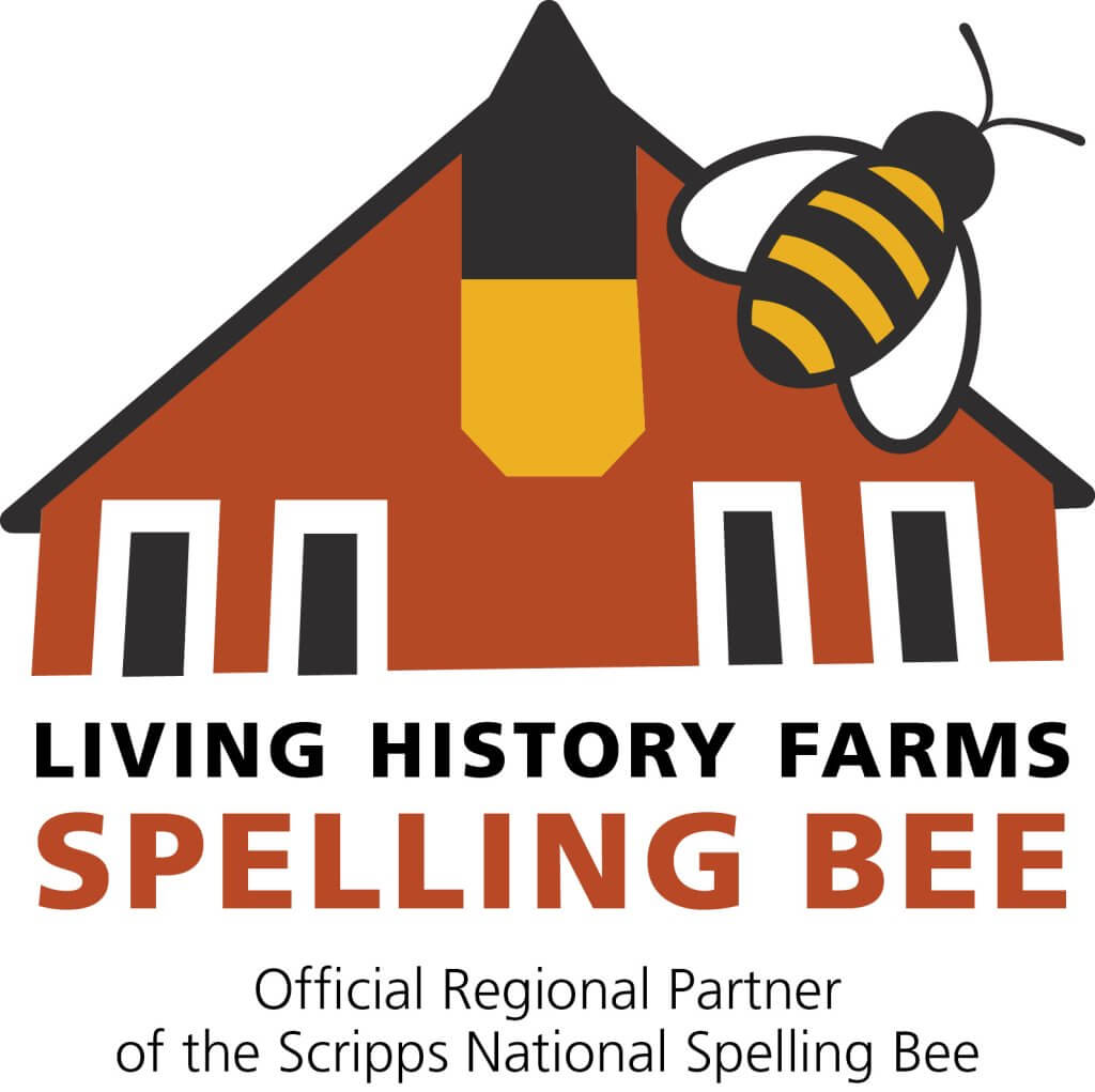 living history farms red barn logo with bee flying in font